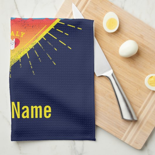 ラスペツィアリグーリアイタリアレトロクルーズシップヴィンテージ キッチンタオル (四つ折り)