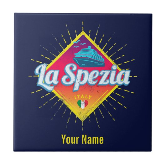 ラスペツィアリグーリアイタリアレトロクルーズシップヴィンテージ タイル (正面)