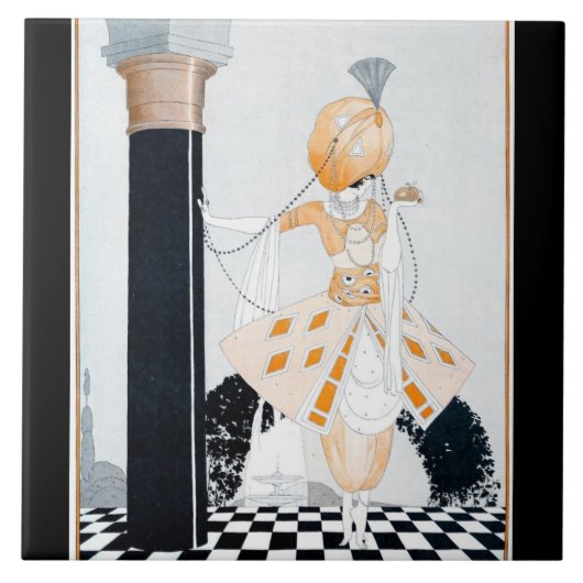 ラスルタン – ヴィンテージファッショナブルアールデコレディ タイル (正面)