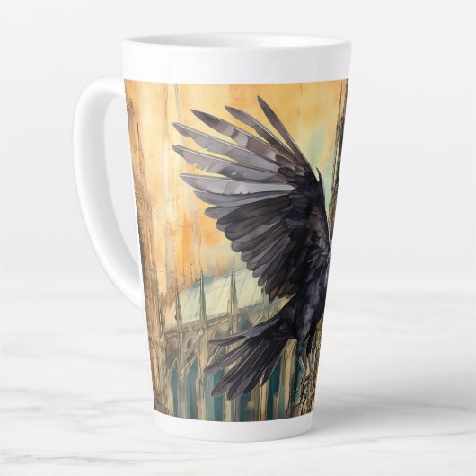 ラス飛んでいるンと中世ゴシック様式の大聖堂 カフェラテマグ (左アングル)