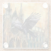 ラス飛んでいるンと中世ゴシック様式の大聖堂 ガラスコースター (裏面)