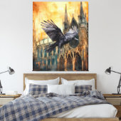 ラス飛んでいるンと中世ゴシック様式の大聖堂 キャンバスプリント (インサイチュ (寝室))