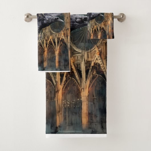 ラス飛んでいるンと中世ゴシック様式の大聖堂 バスタオルセット (インサイチュ)