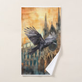 ラス飛んでいるンと中世ゴシック様式の大聖堂 バスタオルセット (ハンドタオル)