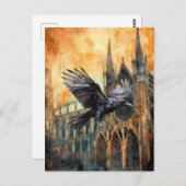 ラス飛んでいるンと中世ゴシック様式の大聖堂 ポストカード (正面/裏面)