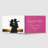 ラズベリエレガントーモダンピンクの水色結婚の ゲストブック (全面)