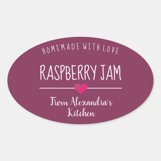 ラズベリモダンーのジャム紫色の自家製の愛 楕円形シール (正面)