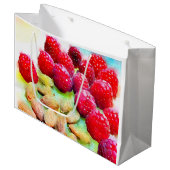 ラズベリーおよびアーモンドの水彩画 ラージペーパーバッグ (正面アングル)