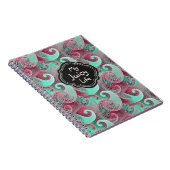 ラズベリーとアクアペイズリーパターンジューシーな生活 ノートブック (右側)