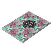 ラズベリーとアクアペイズリーパターンジューシーな生活 ノートブック (左側)