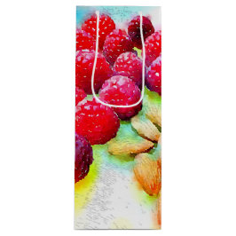 ラズベリーとアルモンズの水彩 ワインギフトバッグ