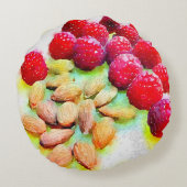 ラズベリーとアルモンズ·ウォーターカラー ラウンドクッション (裏面)