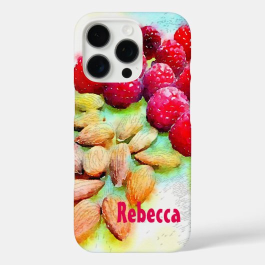 ラズベリーとアーモンドのスナック ウォーターカラーアート Case-Mate iPhoneケース (裏面)