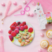 ラズベリーとアーモンドの水彩画 ペーパープレート (パーティー)