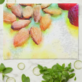 ラズベリーとアーモンド水色 キッチンタオル (折り畳み)