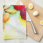 ラズベリーとアーモンド水色 キッチンタオル (四つ折り)