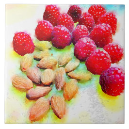 ラズベリーとアーモンド水色 タイル