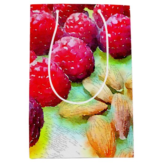 ラズベリーとアーモンド水色 ミディアムペーパーバッグ (正面)