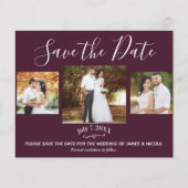 ラズベリーとバラ金ゴールド写真の結婚式の日付を保存 (正面)