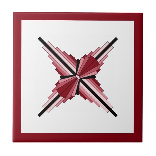 ラズベリーとピンクのアートデコ要素 タイル (正面)