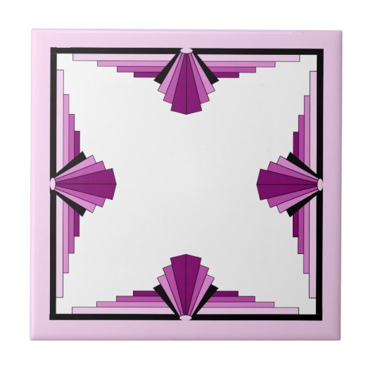 ラズベリーとピンクのアートデコ要素 タイル (正面)