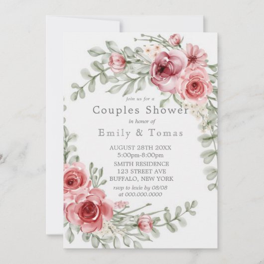 ラズベリーとピンクの水色牡丹カップルのシャワー (正面)