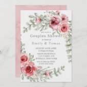 ラズベリーとピンクの水色牡丹カップルのシャワー (正面/裏面)