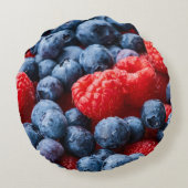 ラズベリーとブルーベリー ラウンドクッション (裏面)