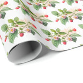 ラズベリーと白の花 ラッピングペーパー (ロールコーナー)