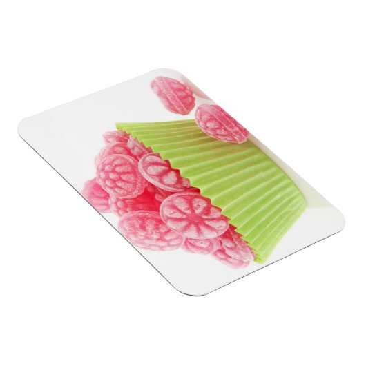 ラズベリーのおいしいキャンディースイーツのグリーンカップケーキ マグネット (右側)