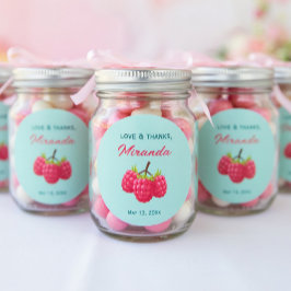 ラズベリーのカスタム丸型ステッカー「Love and Thanks」 ラウンドシール