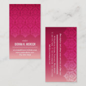 ラズベリーのグラデーションなダマスク織のパネル 名刺 (正面/裏面)