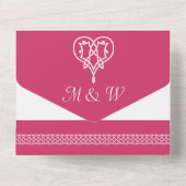 ラズベリーのケルト織りハート オールインワン招待状 (裏面)