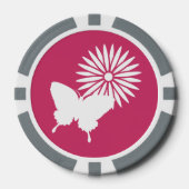 ラズベリーのデイジーと蝶 ポーカーチップ (正面)