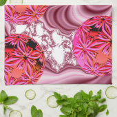 ラズベリーのピンクの視野、抽象的な雪の薄片 キッチンタオル (折り畳み)