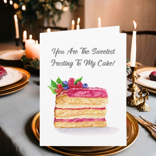 ラズベリーの水彩ケーキ 結婚記念日 妻 カード