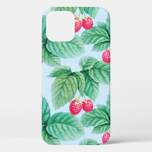 ラズベリーの水色イラストレーション。シームレスp Case-Mate iPhoneケース (裏面)