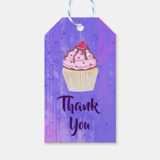 ラズベリーの甘いカップケーキありがとう ギフトタグ (正面)