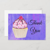 ラズベリーの甘いカップケーキありがとう サンキューカード (正面/裏面)