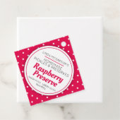 ラズベリーは赤いジャム瓶の食品ラベルを保存する フェイバータグ (インサイチュ)