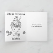 ラズベリーアイスクリームカラーリングページ姪の誕生日 カード (内部)