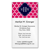 ラズベリーウィットモロッコド#5ネイビー3イニシャルモノグラム マグネット名刺 (正面縦)