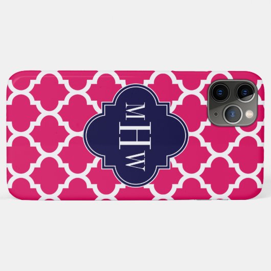 ラズベリーウィットモロッコド#5ネイビー3イニシャルモノグラム Case-Mate iPhoneケース (裏面(横))