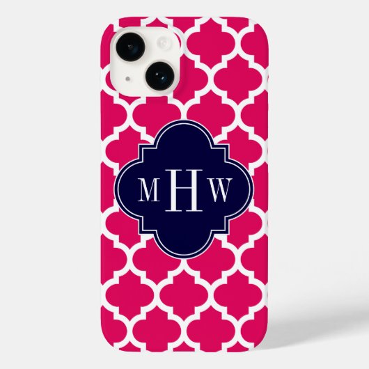 ラズベリーウィットモロッコド#5ネイビー3イニシャルモノグラム Case-Mate iPhoneケース (裏面)