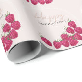 ラズベリーウォーターカラーハッピーバレンタインデー ラッピングペーパー (ロールコーナー)