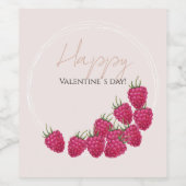 ラズベリーウォーターカラーハッピーバレンタインデー ワインラベル (シングルラベル)