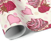 ラズベリーカップケーキ ラッピングペーパー (ロールコーナー)