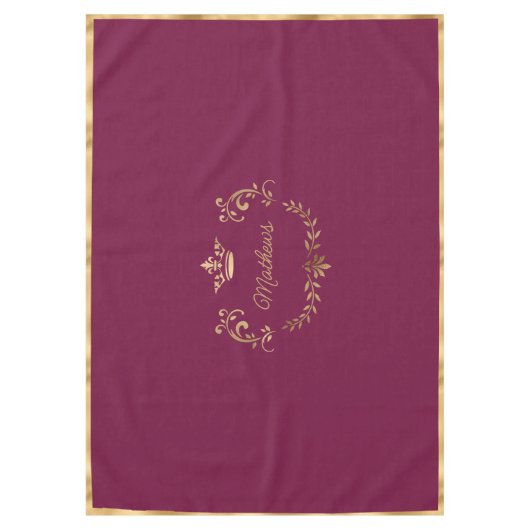 ラズベリークラウンクレストパーソナライズされた テーブルクロス (正面)