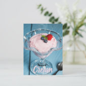 ラズベリークリームデザートとミントとフルーツのギフト シーズンポストカード (スタンド正面)