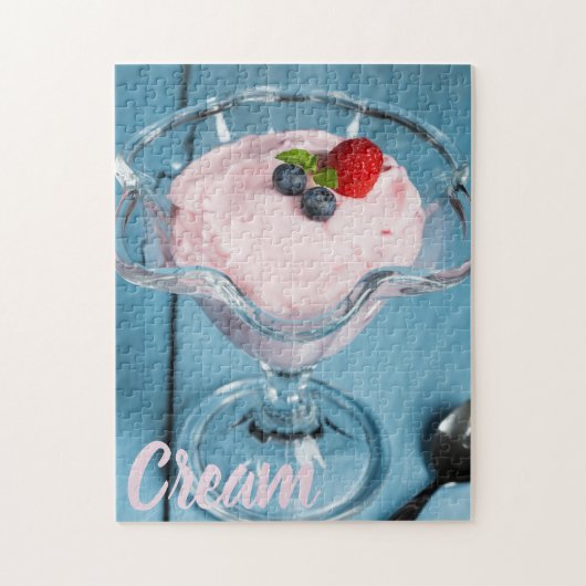 ラズベリークリームデザートとミントとフルーツのギフト ジグソーパズル (縦)